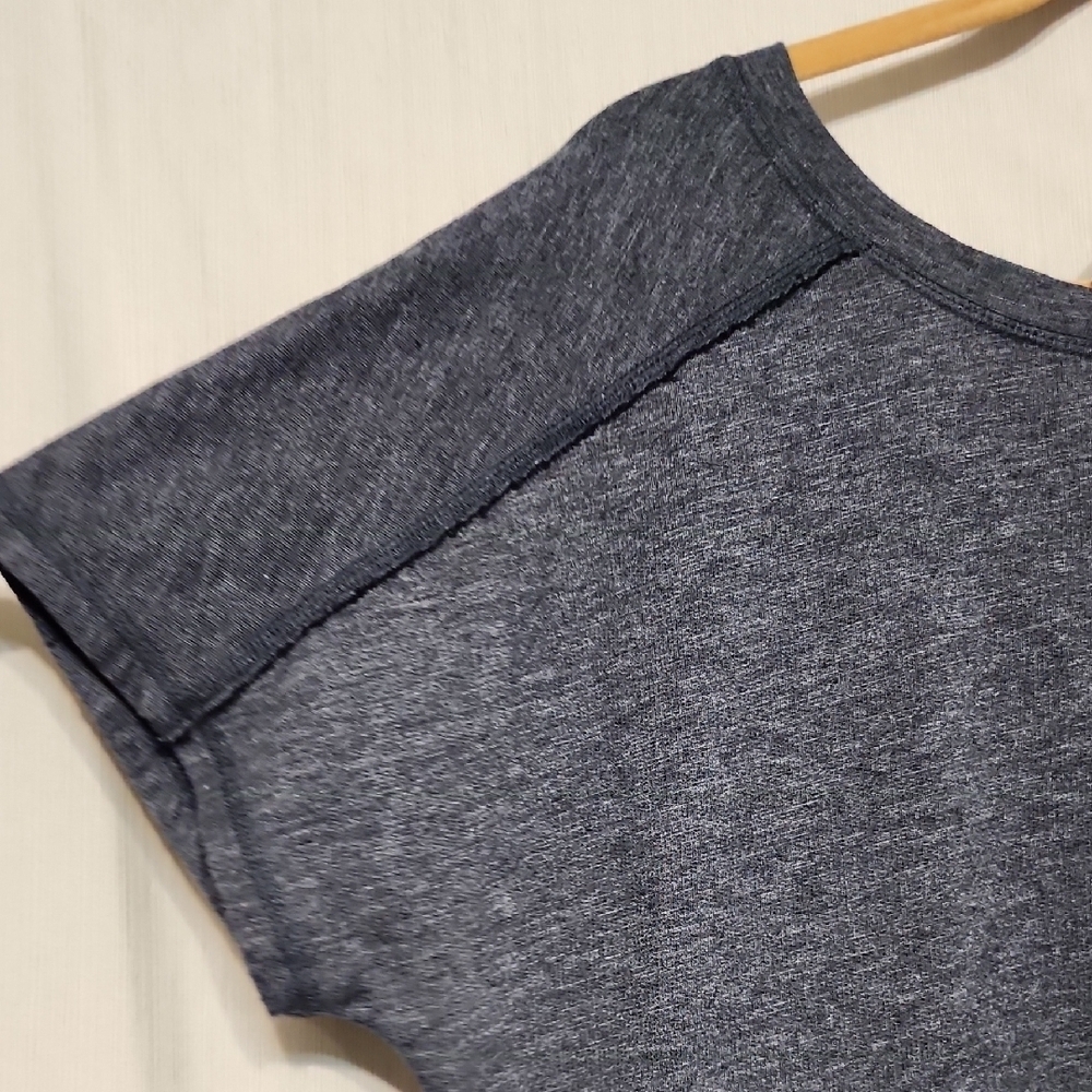 Chico's Blue Boxy Tunic Dress Short Sleeve Plus Size L Heathered Casual Pockets - Picture 3 of 12